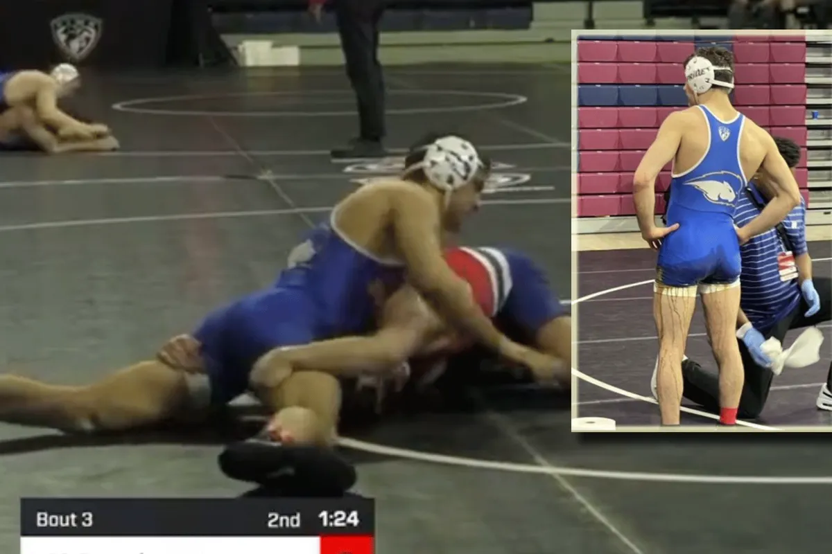 🎥 Smerig! Worstelaar poept alles onder tijdens beladen wedstrijd