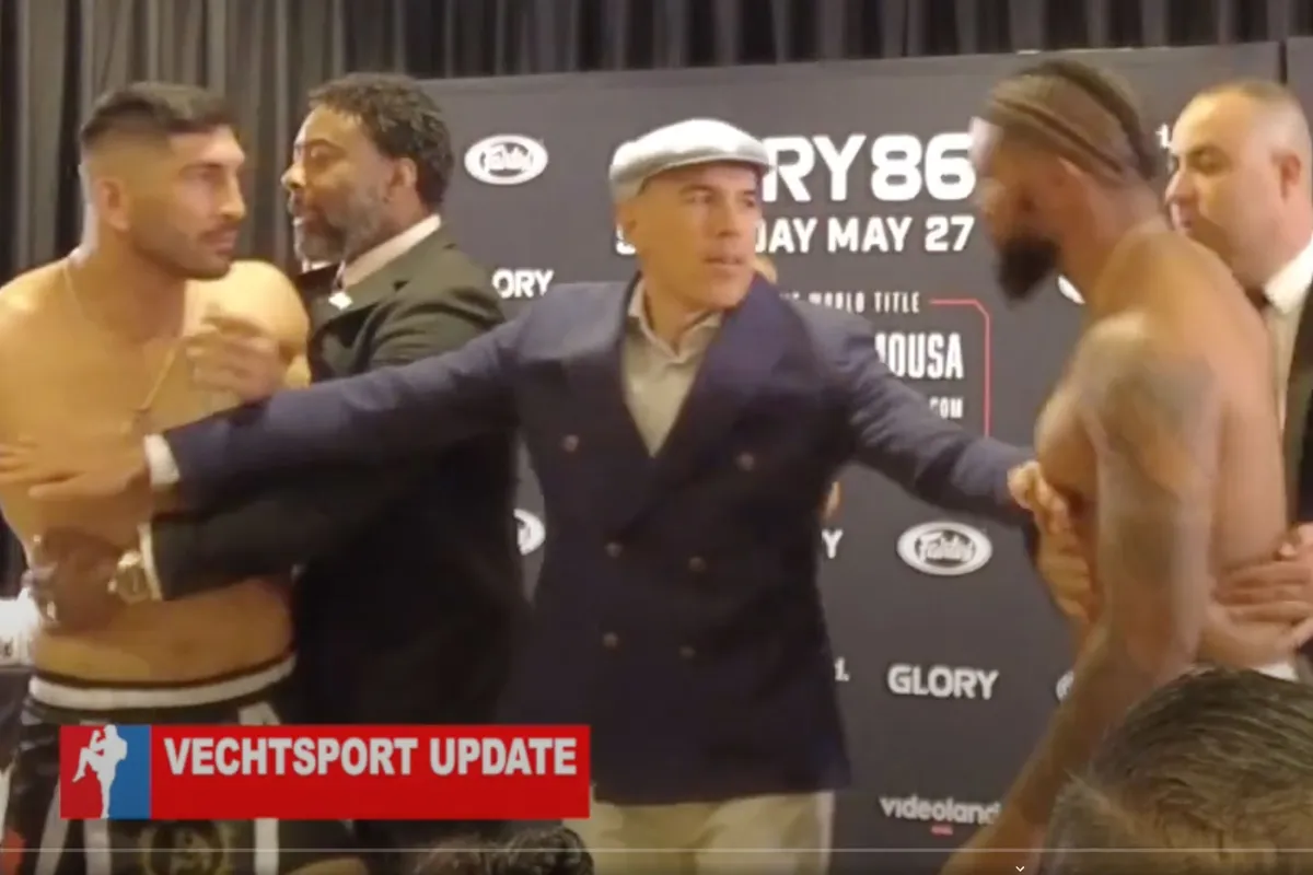 🎥 Staredown Luis Tavares en Bahram Rajabzadeh loopt uit de hand! 'Pak slaag verkopen'