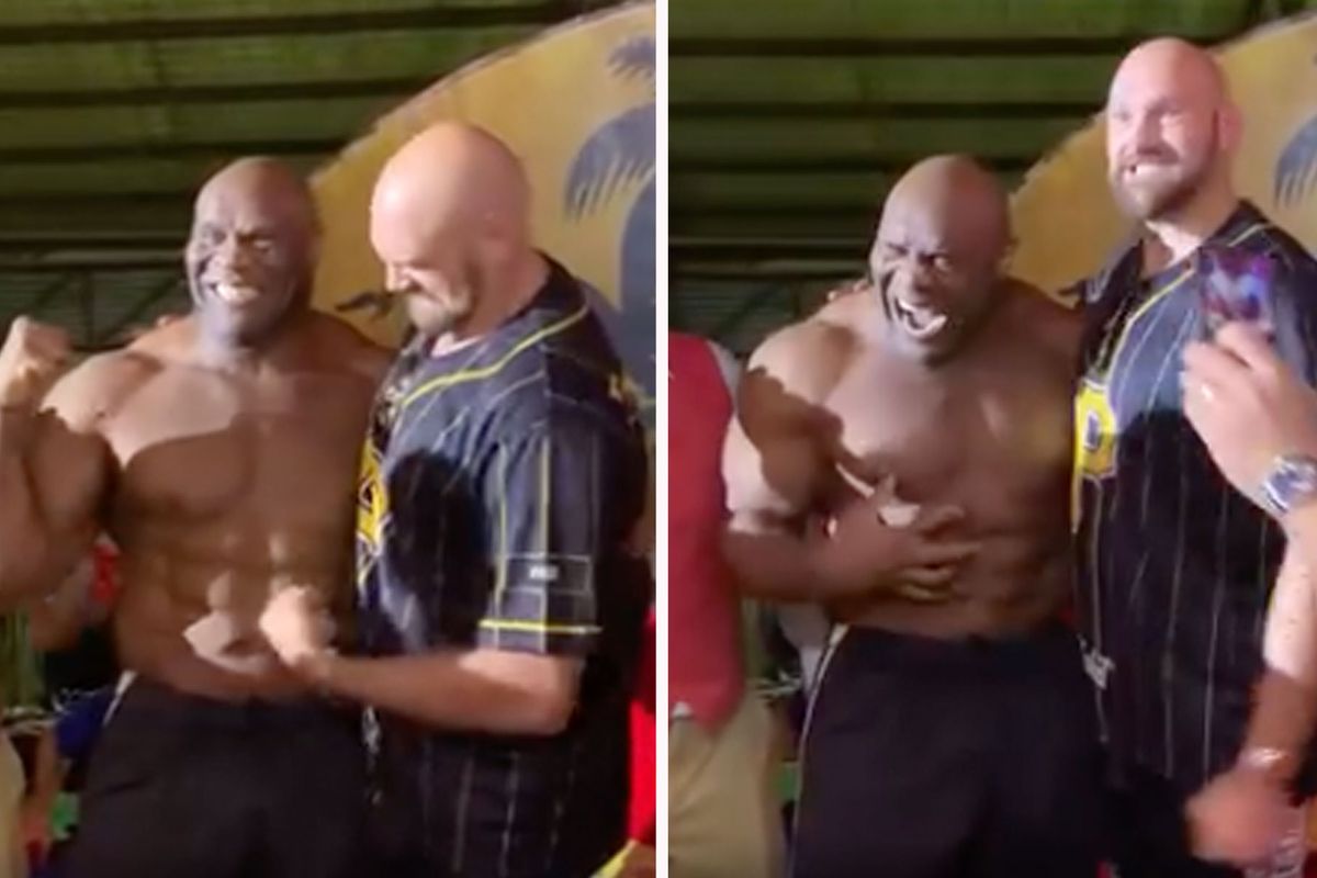 Boksicoon Tyson Fury test Bob Sapp's sixpack en feest erop los met groep dwergen in Thailand