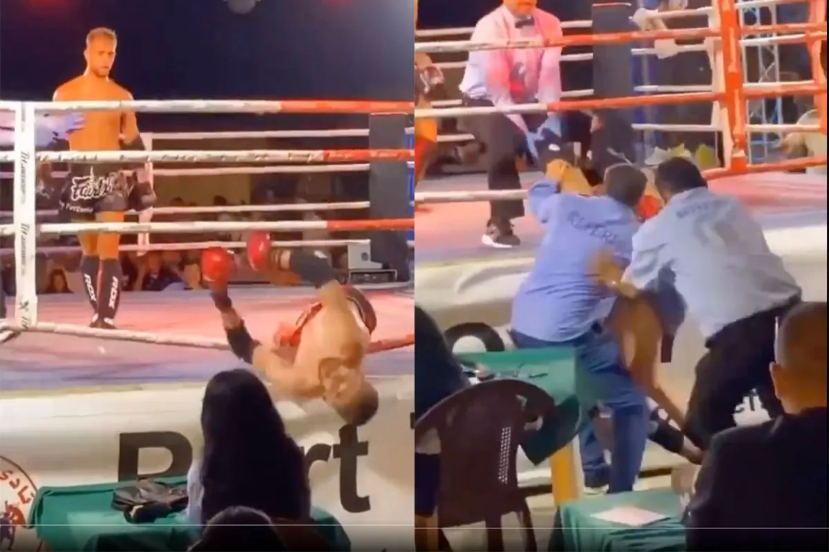 🎥 Bizarre knock-out kickbokser zorgt voor schrikreacties! 'Hopelijk leeft hij nog'