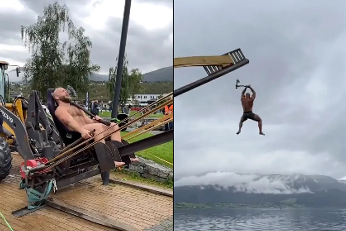 🎥 'Knettergek en levensgevaarlijk!' Vechter schiet zichzelf af met bijl in zijn handen