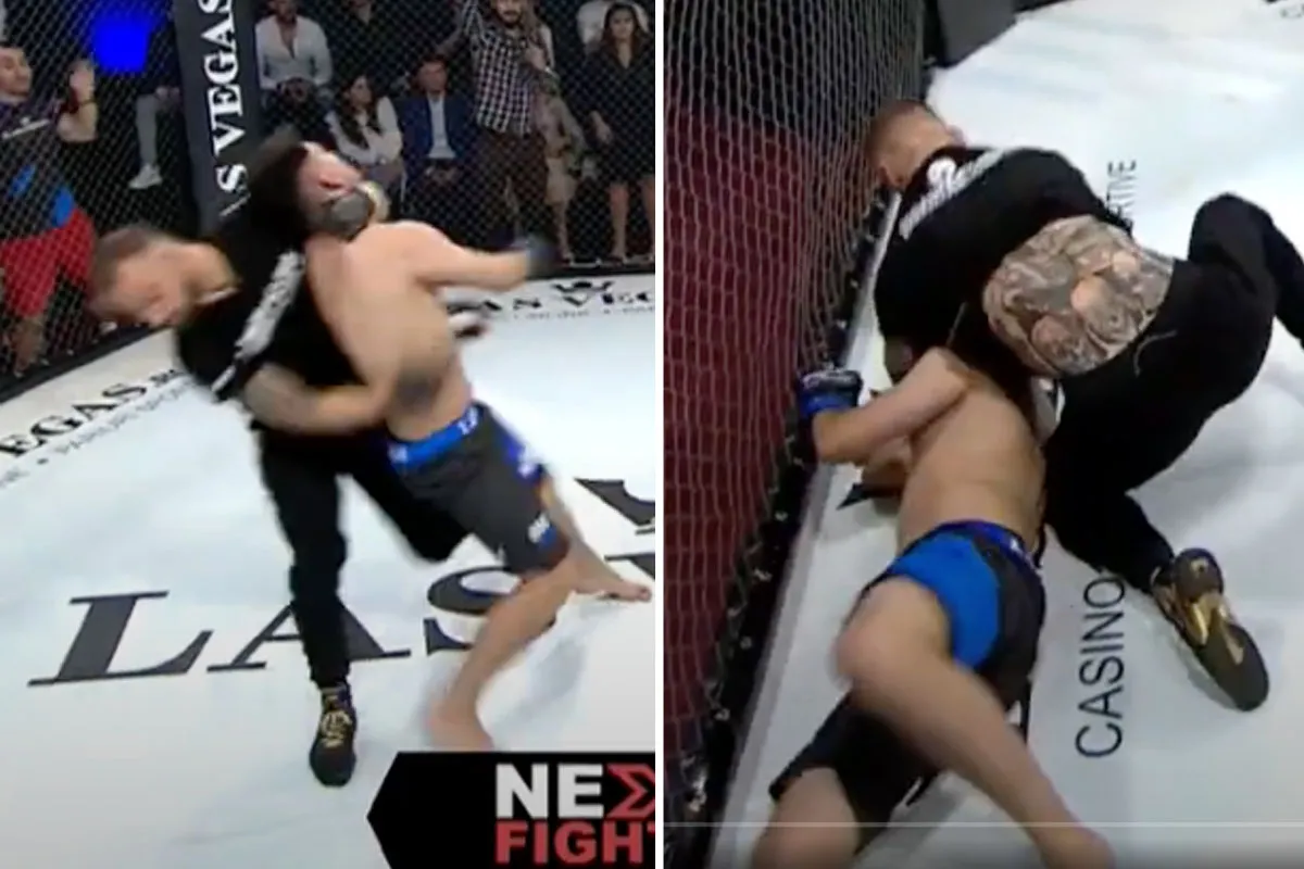 🎥 Chaos! MMA scheids slaat vechter onderuit na wangedrag tijdens wedstrijd