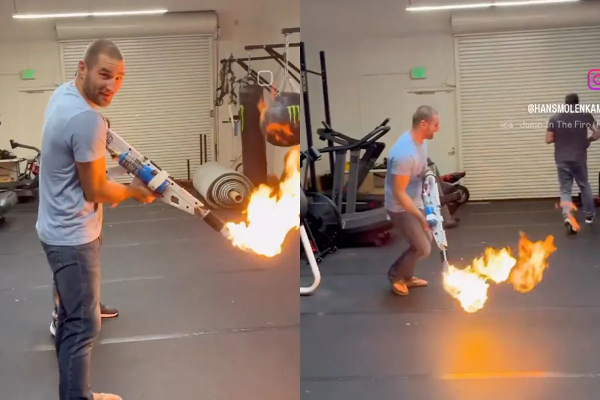 'De fik erin!' UFC-ster Sean Strickland met vlammenwerper gaat Monster Energy promotor te lijf