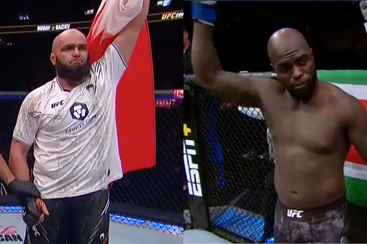 Jairzinho Rozenstruik treft Shamil Gaziev tijdens UFC Saudi-Arabië
