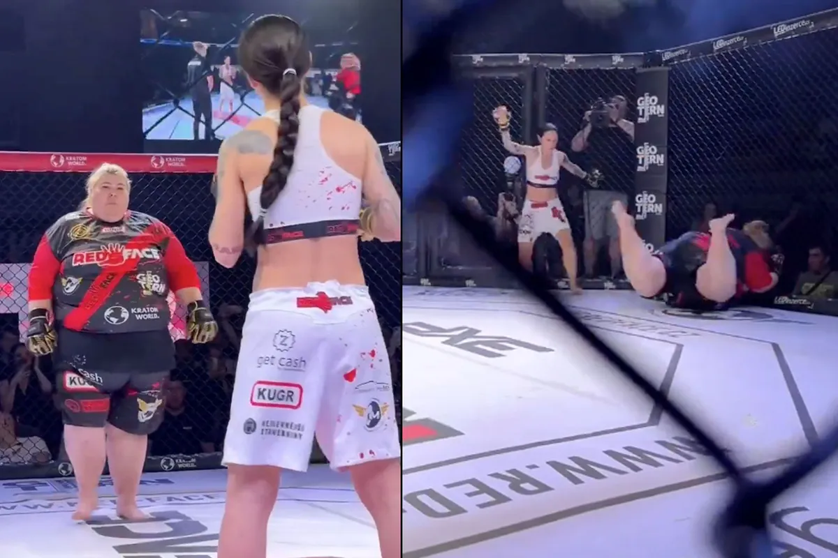 🎥 250 Kilo reuzin klapt zichzelf knockout in bizar kooigevecht: '1 bak ellende'