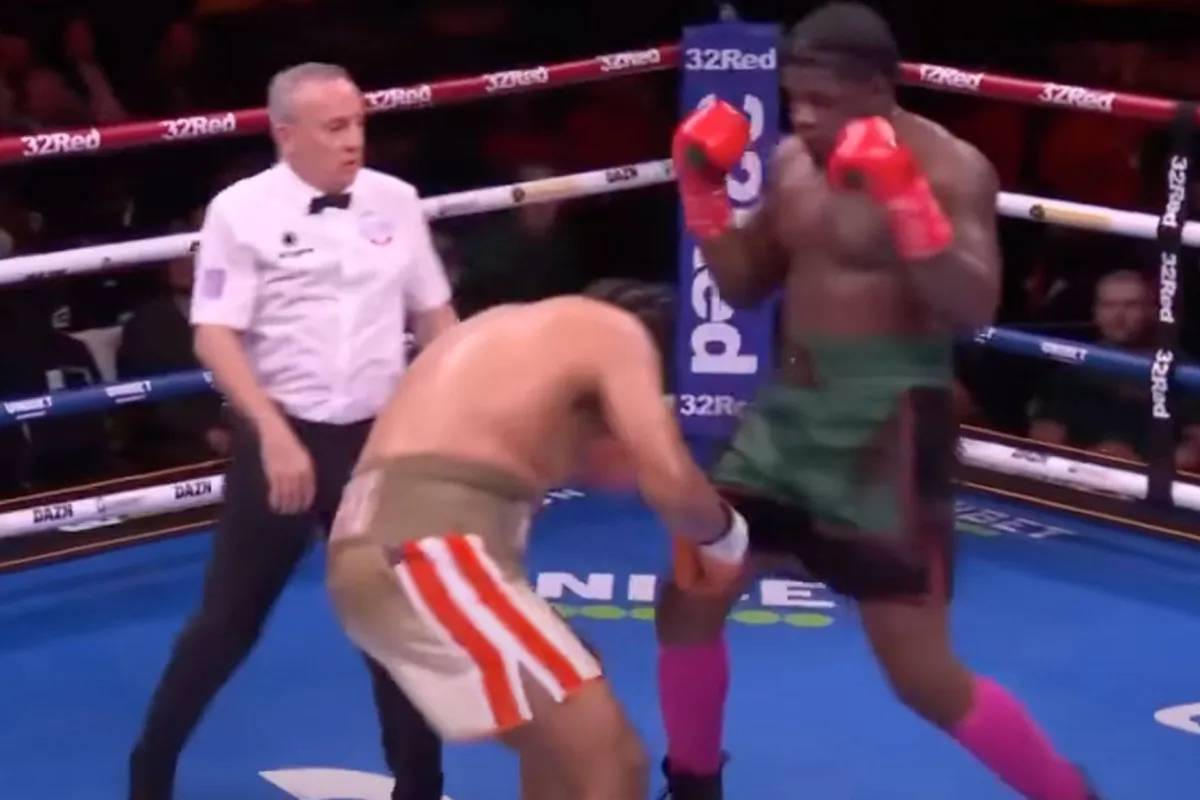 Fans flippen uit! Bokser knock-out na domme actie van scheidsrechter