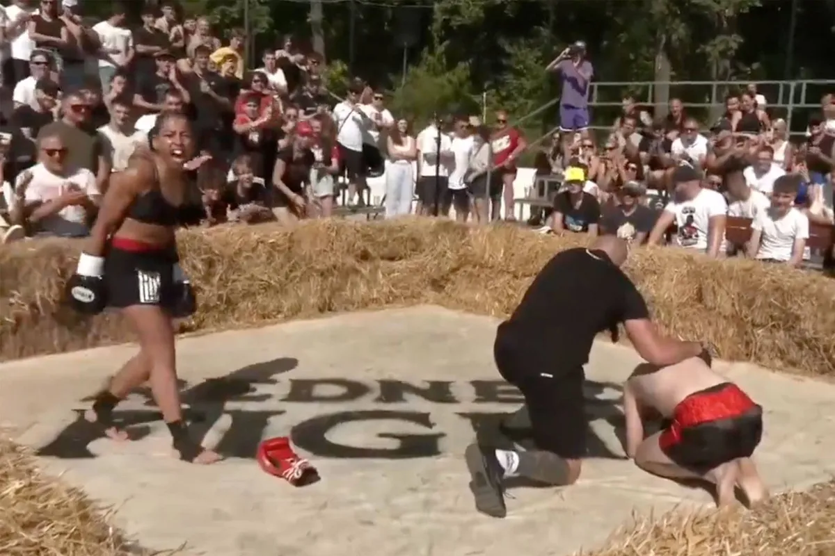 Nederlandse kickboks dame klapt erop – mannelijke tegenstander ligt meteen plat