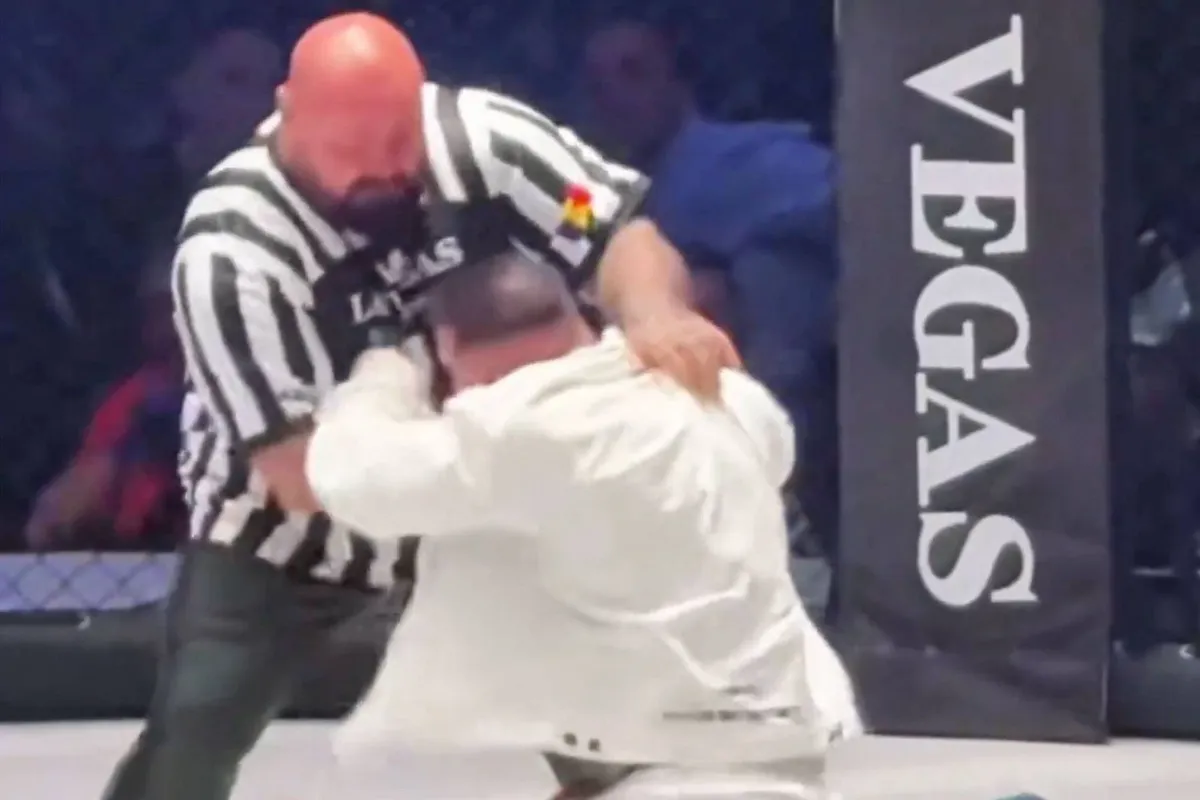 Scheids draait door in MMA-kooi - verandert in vechtmachine