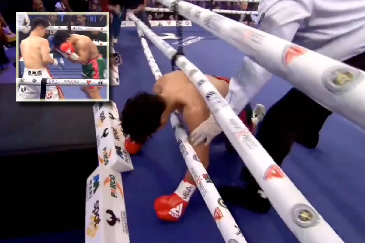 Walgelijk hard: Bokser spuugt maaginhoud uit na keiharde stoot – VIDEO