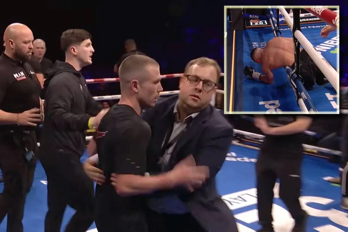 ‘Sfeer totaal verpest’, zegt trainer over chaos na knock-out in bokstitelgevecht