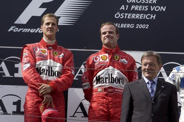 F1 Kijktip | Schumacher en Barrichello druipen weg onder hels fluitconcert