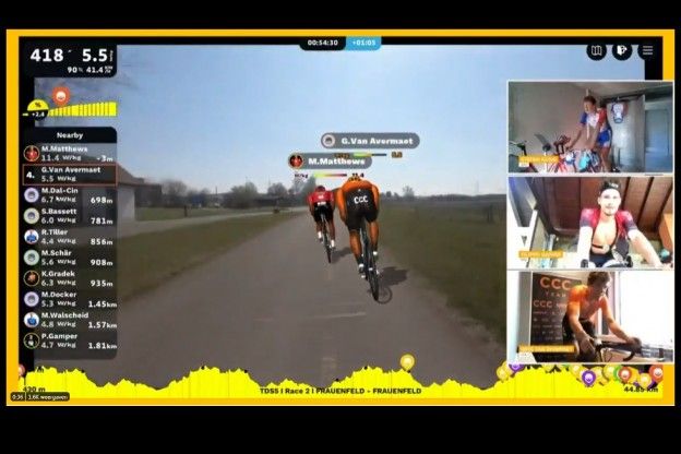 Küng van start tot finish de beste in tweede rit virtuele Ronde van Zwitserland
