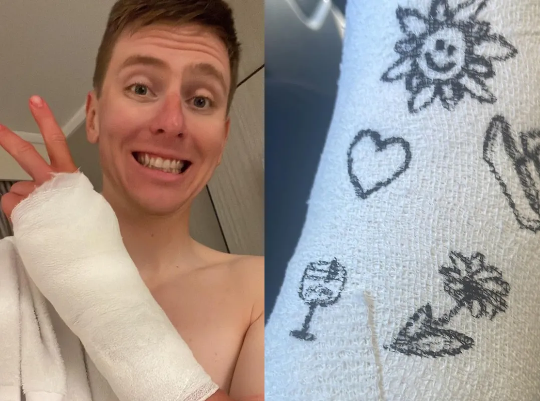 Pogacar being Pogacar: 'Shit happens, ik mag blij zijn dat ik na zo'n gekke crash alleen mijn pols breek'