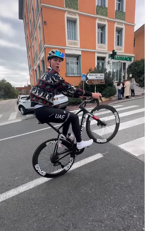 pogacar wheelie