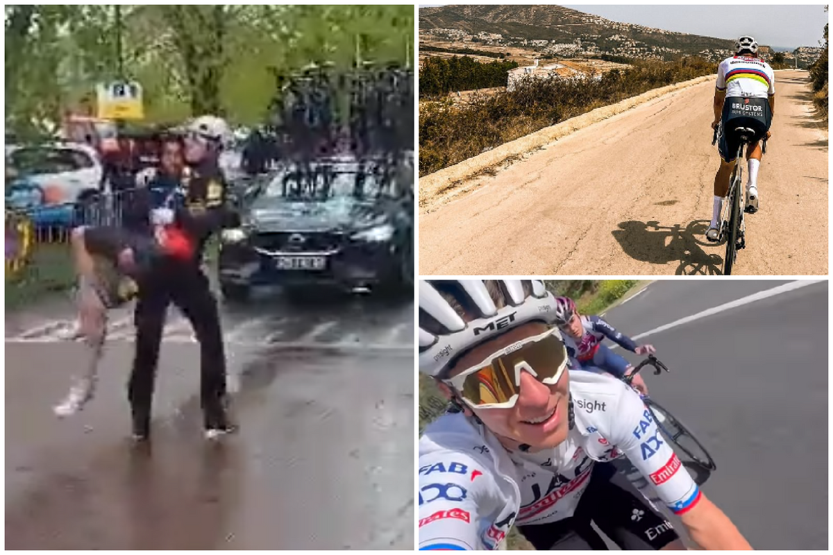 🎥 Van der Poel en Pogacar lachen in de zon: 44 (!) renners finishen Waalse Pijl, Skjelmose van fiets gedragen