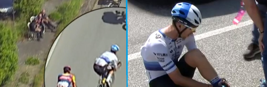 🎥 Gifbeker Visma | Lease a Bike nog niet leeg: Laporte valt hard in Giro nadat hij put over het hoofd ziet