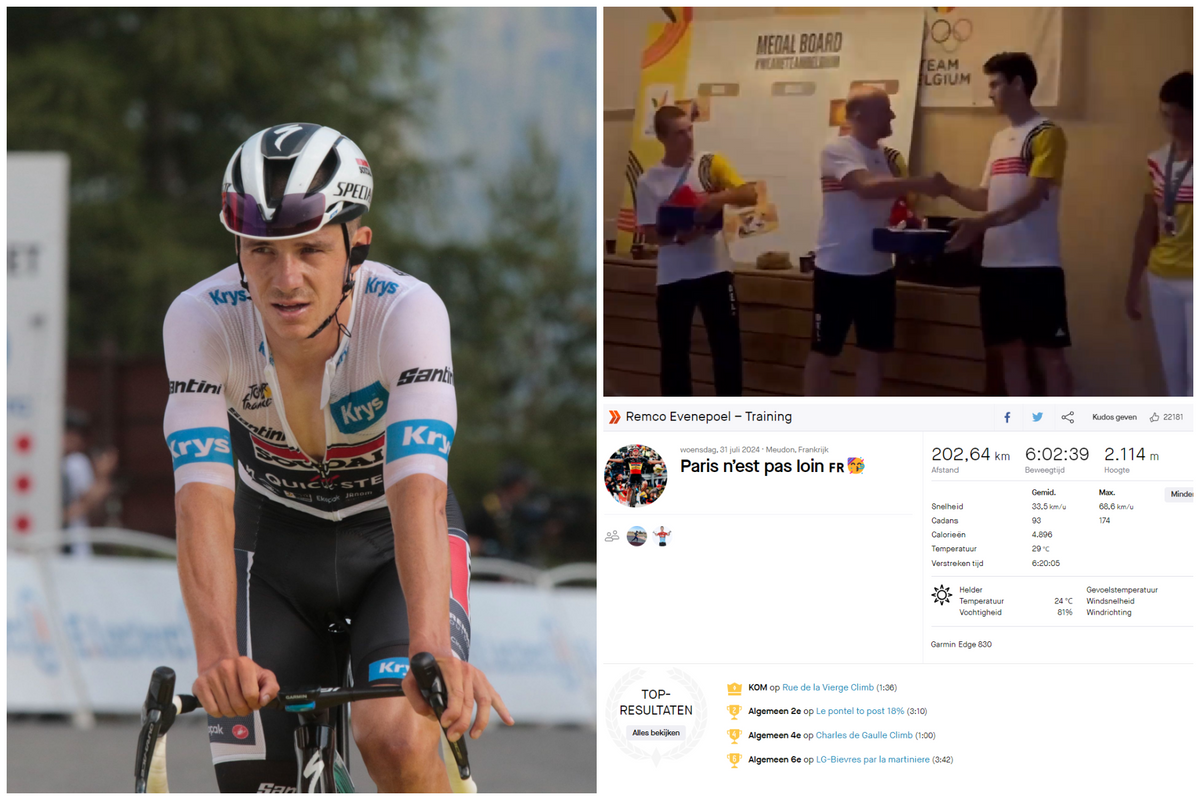 Ondertussen in het peloton | Evenepoel (die alvast KOM te pakken heeft) met Van Aert gehuldigd bij de Belgen