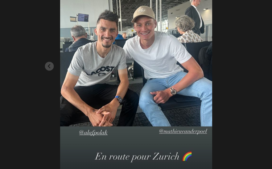 📸 Gentlemen, can you smile for the camera? Top favorites Alaphilippe and Van der Poel ready for the World Championships