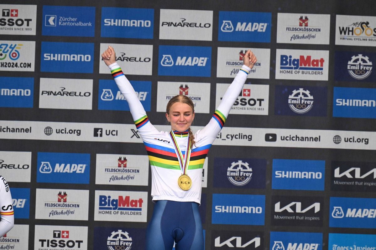 Cat Ferguson, dubbel-wereldkampioen bij de junioren, verrast opnieuw en wint Binche-Chimay-Binche