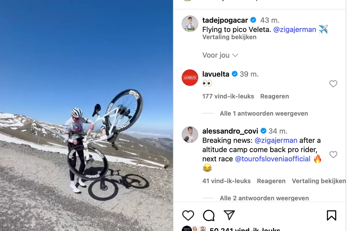 🎥 Pogacar geeft 'vliegend omhoog' andere dimensie en kan zijn fiets maar net vasthouden door harde wind