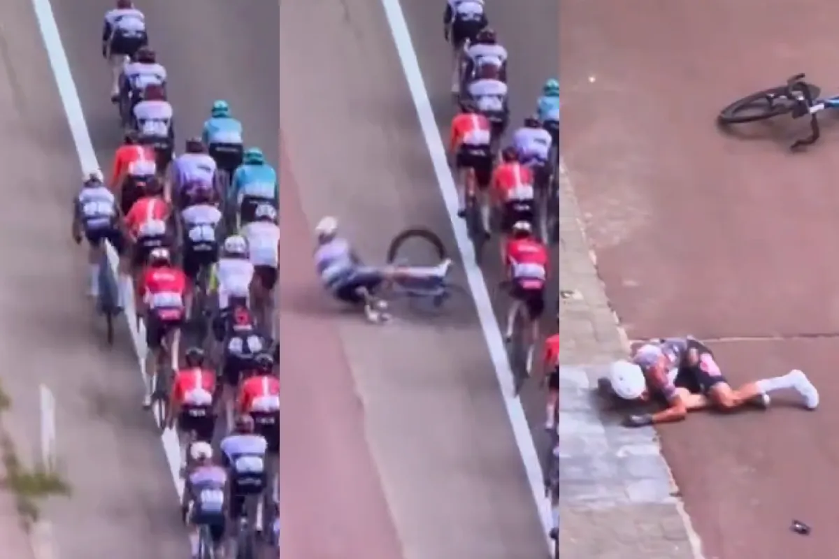 🎥 Oscar Riesebeek komt keihard ten val in Baloise Belgium Tour na gevaarlijke actie en krijgt tweede geel