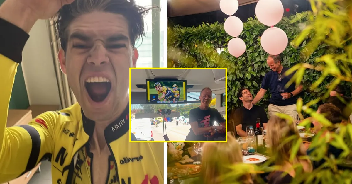 Wout van Aert en Visma | Lease a Bike delen behind the scenes-content van knotsgek Giro-slot