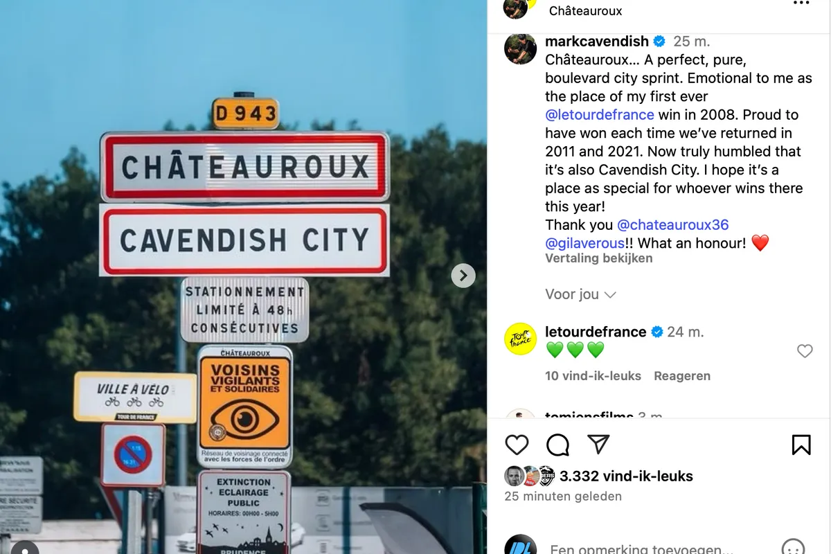 Ondertussen in het peloton | Cavendish krijgt 'eigen' stad in Frankrijk, Frison verlengt na pechjaren contract bij Q36.5