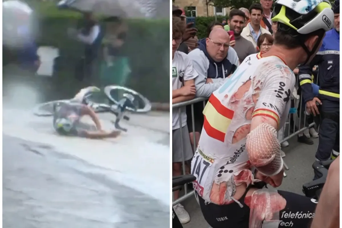 🎥 Romeo (Movistar) het zwaarst gehavend na nare val in kansrijke positie: ook Grégoire (Groupama-FDJ) onderuit