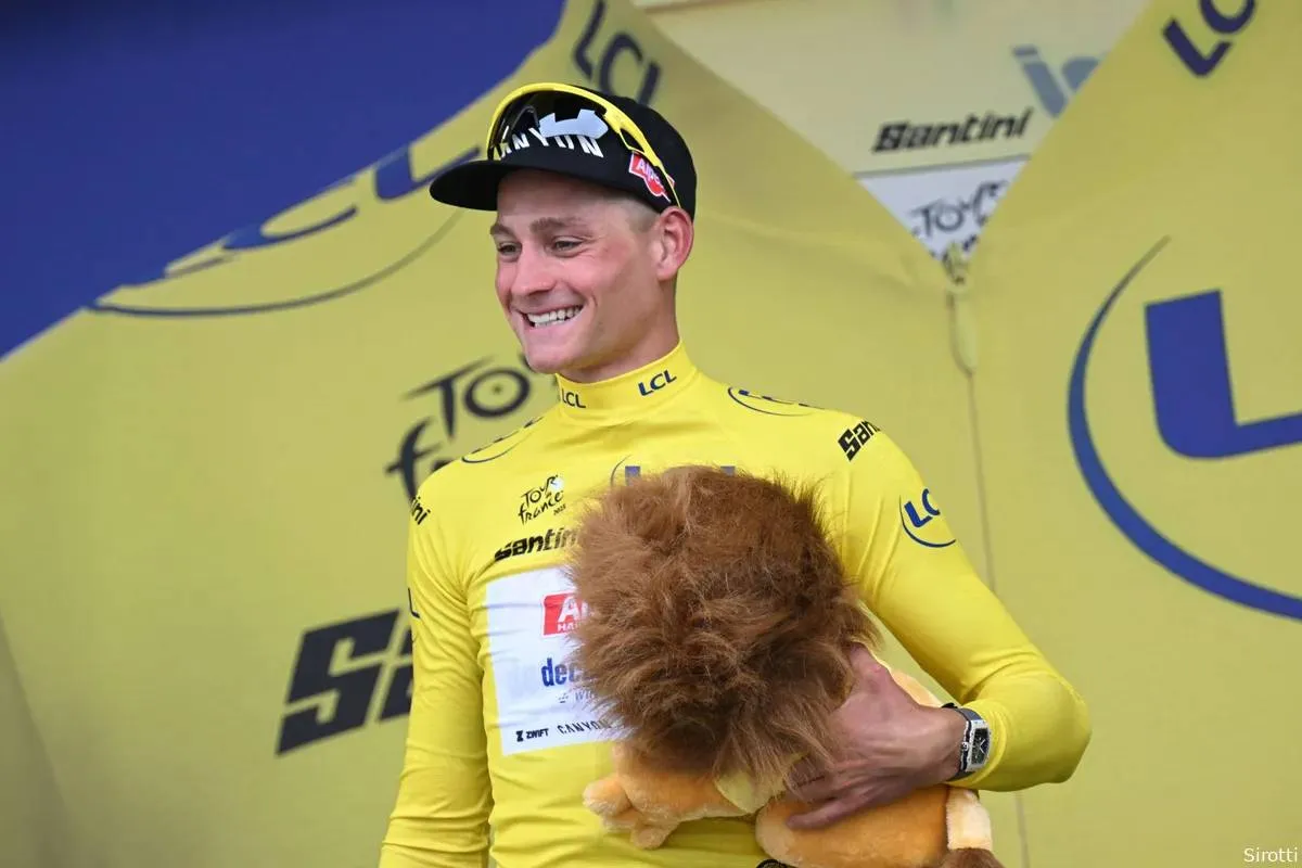 What did Mathieu van der Poel say after the dust settled on his stage win + yellow jersey in the Tour de France?