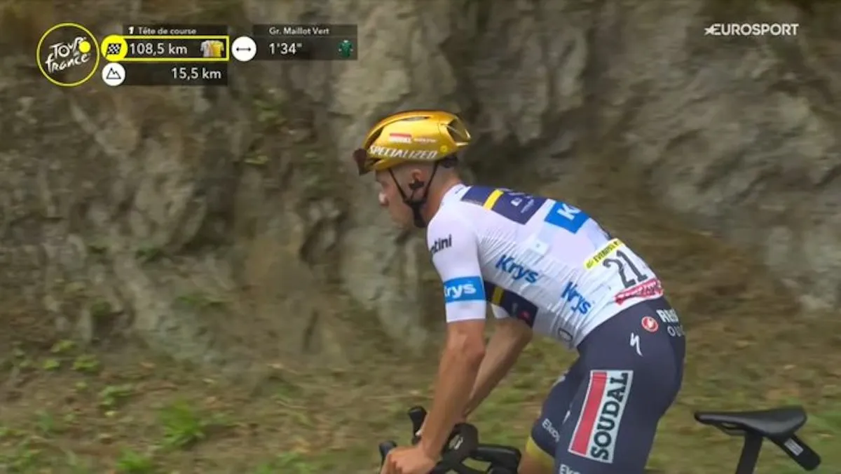 Evenepoel al heel vroeg gelost op de Tourmalet, lange lijdensweg aanstaande voor witte truidrager