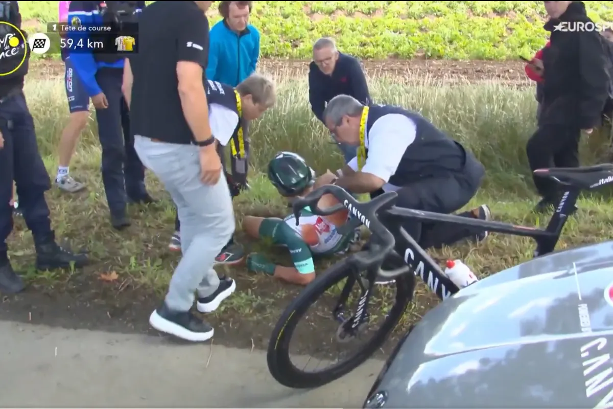 In addition to Philipsen, these riders also went down (savagely) on Monday: here's what we know about them