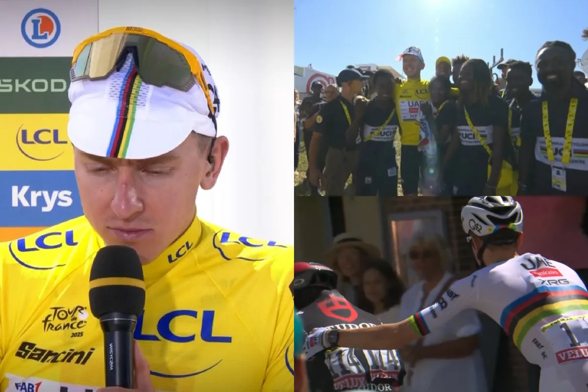 🎥 'You gotta love Pogacar': Tour de France-leider steelt de show met plaagstootje en Afrikaanse kinderen