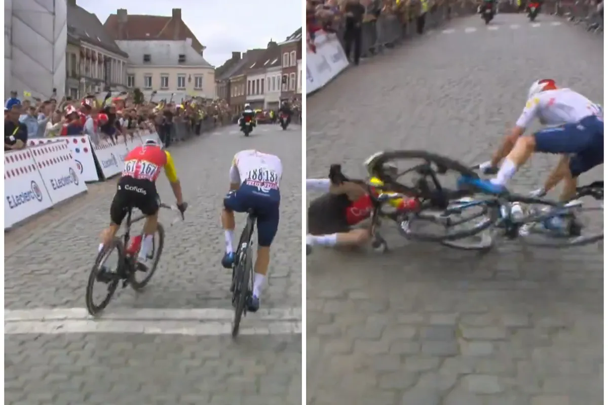 🎥 Sprint om bergtrui gaat helemaal fout: Thomas stelt bollen veilig, maar valt hard en neemt rivaal Vercher mee