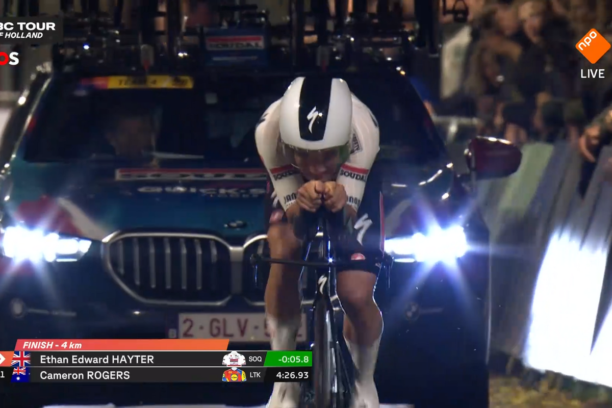 A wet and dark spectacle in The Hague: Tour of Holland prologue won by Hayter