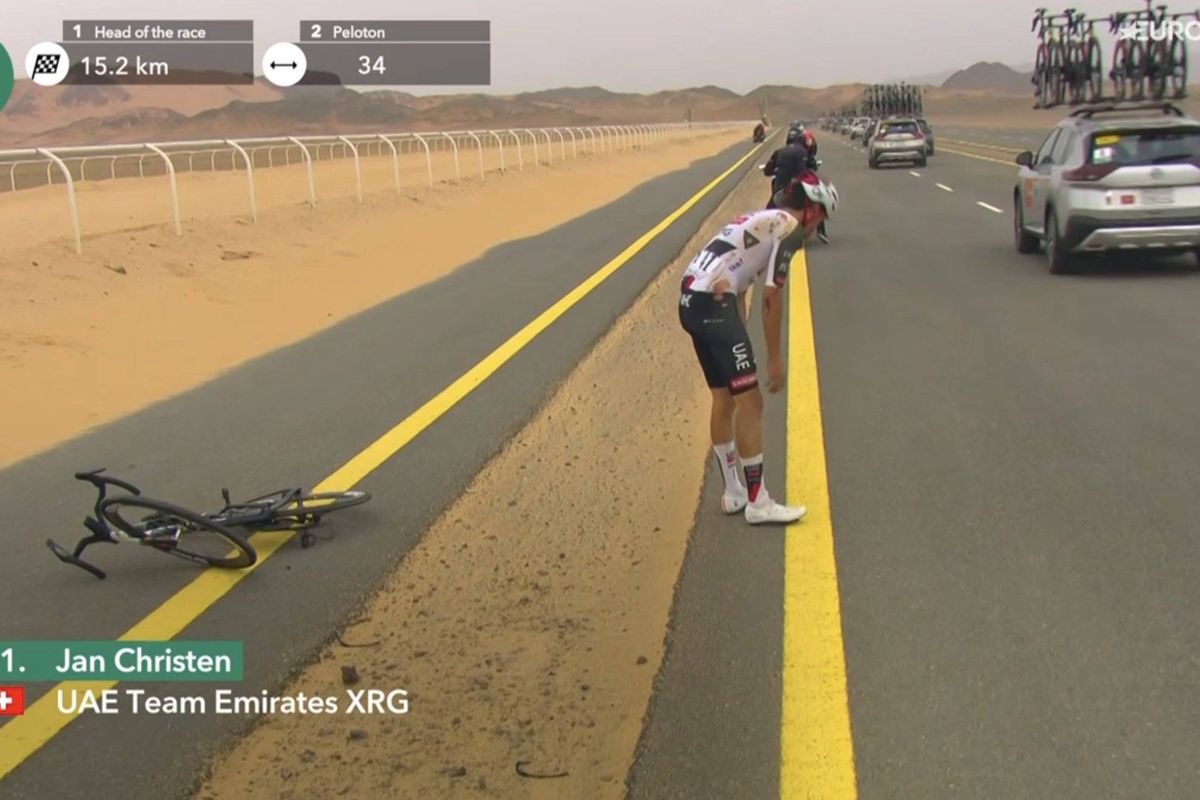 Bad luck continues for UAE as Jan Christen receives time penalty in opening stage AlUla Tour