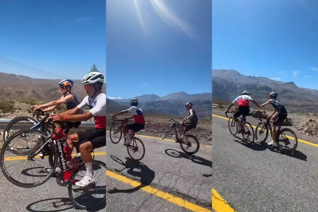 🎥 Tom Pidcock and Chilean rider do a wheelie for so long that it leaves you speechless