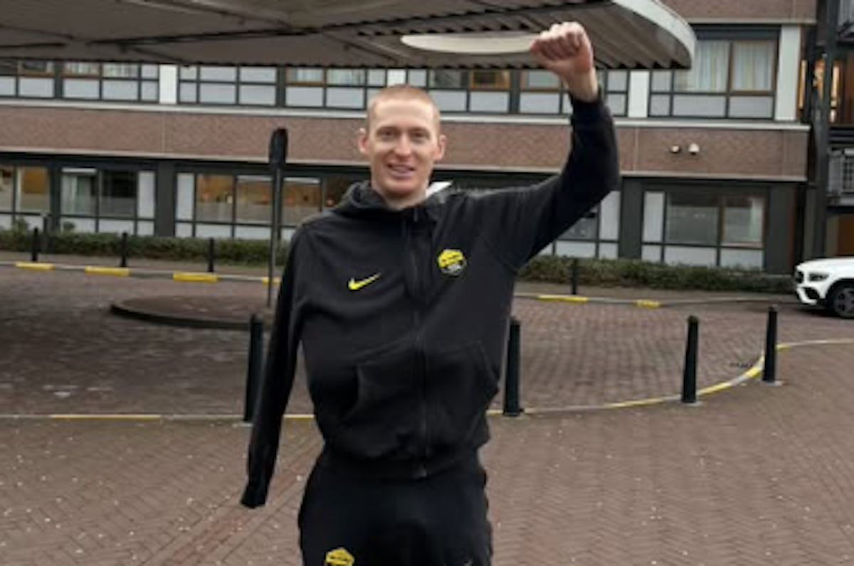 Matteo Jorgenson gave a joking update after his heavy crash at the Amstel Gold Race