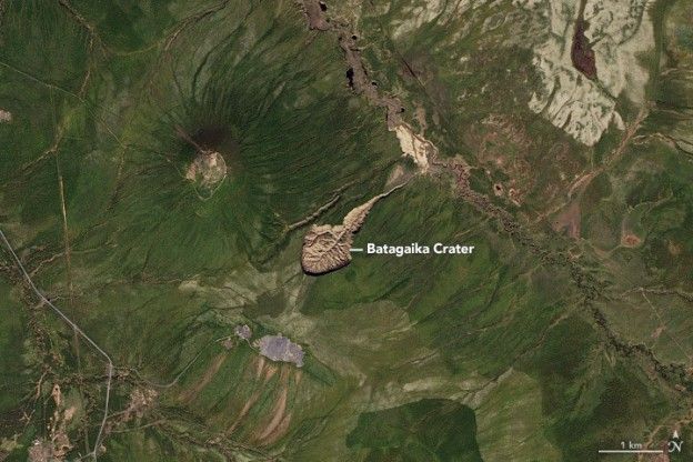 Krater in Rusland wordt steeds groter door dooien permafrost