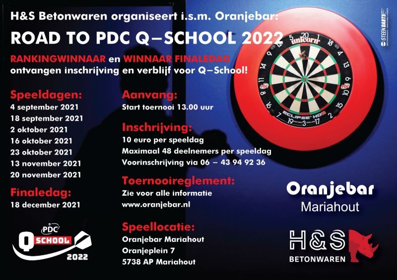 Oranjebar organiseert Road to PDC QSchool 2022 met 2 winnaars
