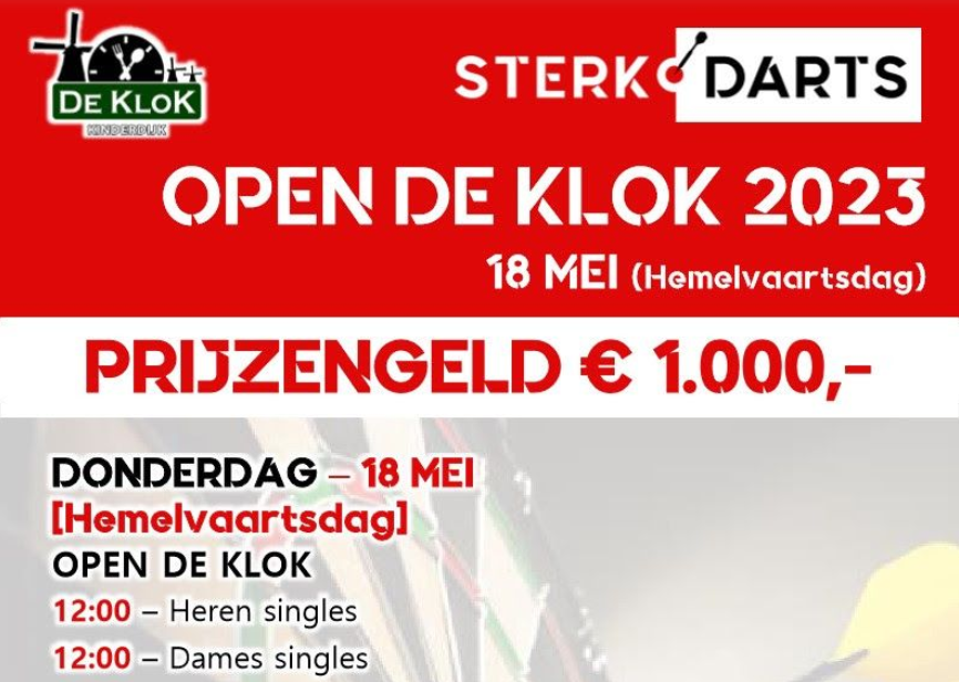 Deze donderdag met Hemelvaartsdag het Open De Klok 2023