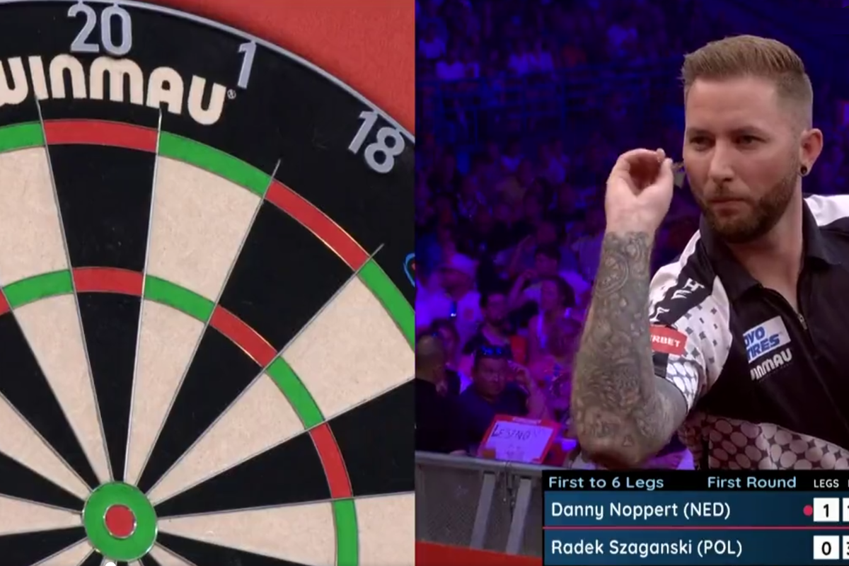 Beelden van merkwaardig moment voor Danny Noppert op de Poland Darts
