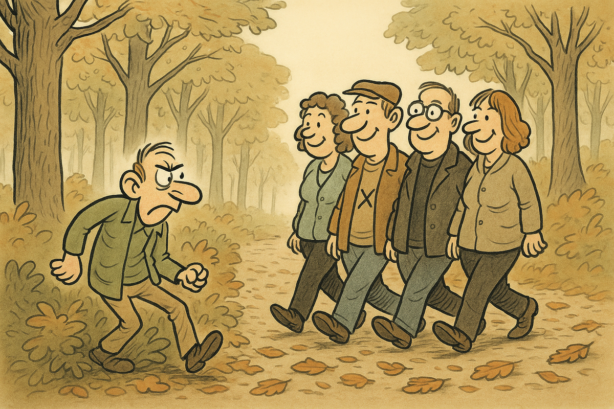 Een muur van wandelaars, ofwel: Waarom groepen in het bos geen millimeter wijken