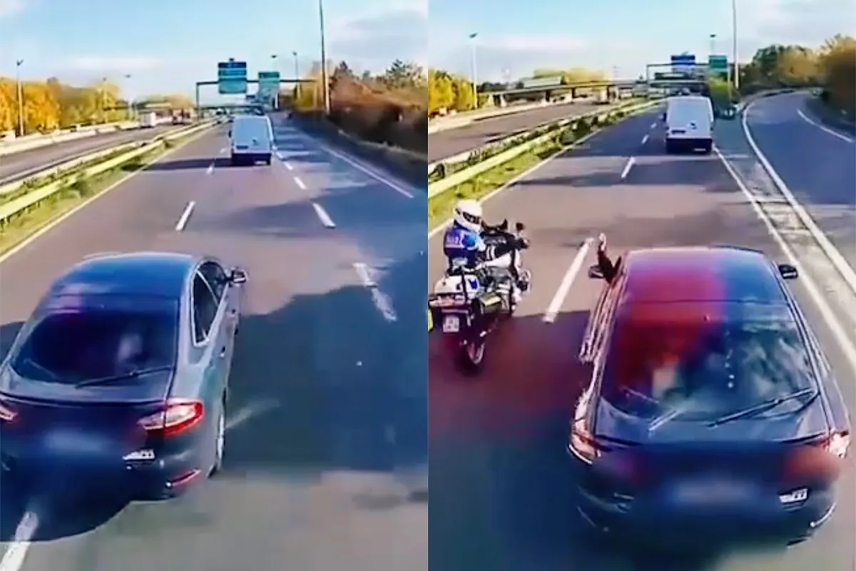 Automobilist pest vrachtwagen met remmentest, maar moeder Karma heeft het gezien