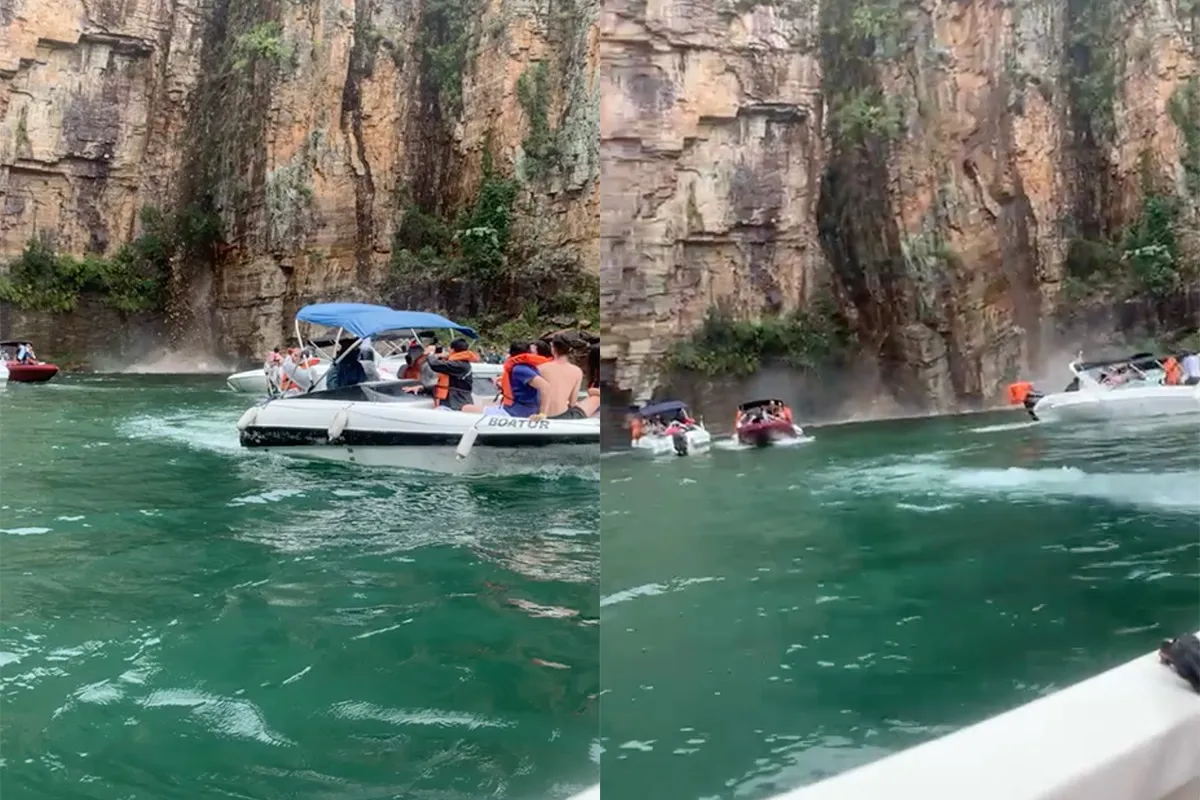 Stuk rots in Brazilië breekt af en stort op bootjes met toeristen