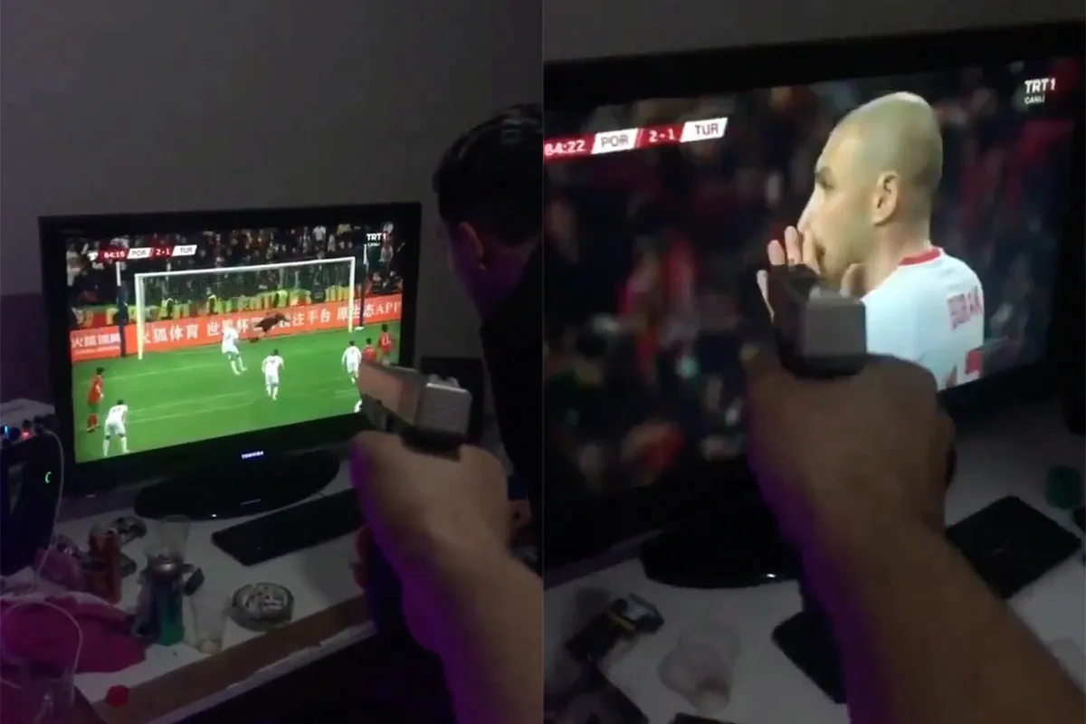 Turkse voetbalfan schiet zijn tv kapot na missen penalty