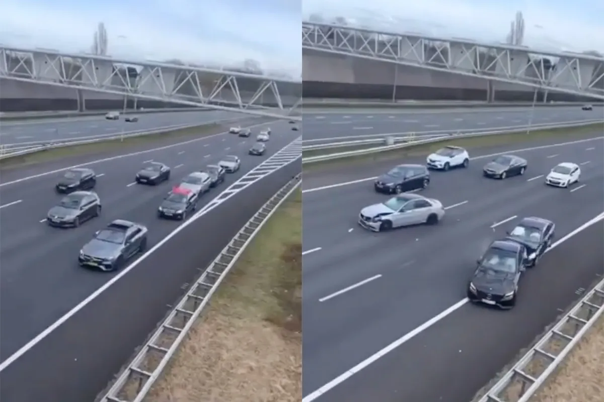 Video trouwstoet veroorzaakt ongeval op de A16 waardoor snelweg dicht moest