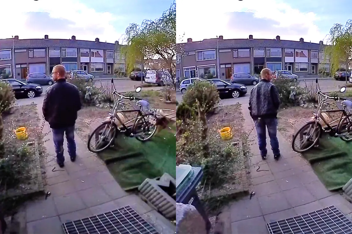 Man dacht buiten stiekem een puf met valse lucht te laten, slimme deurbel betrapt hem