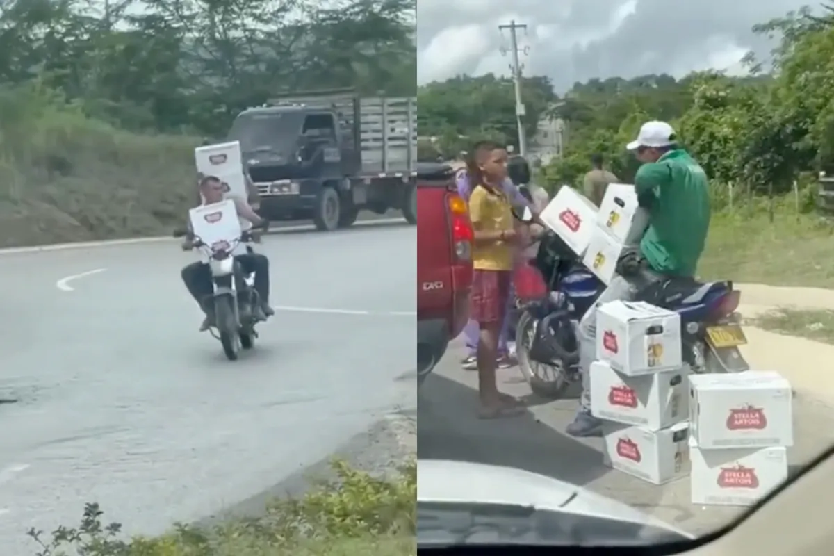 Colombianen doen zich te goed aan bier na crashen vrachtwagen