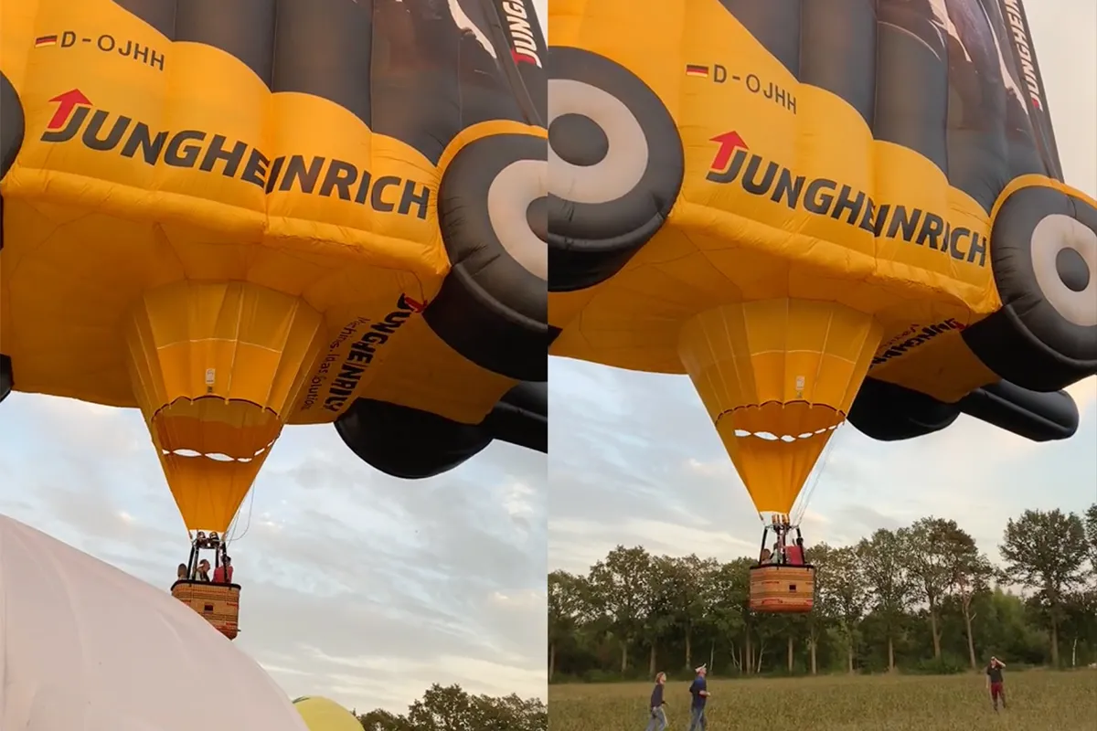 Mooie landing van opvallende heftruck tijdens Twente Ballooning 2022