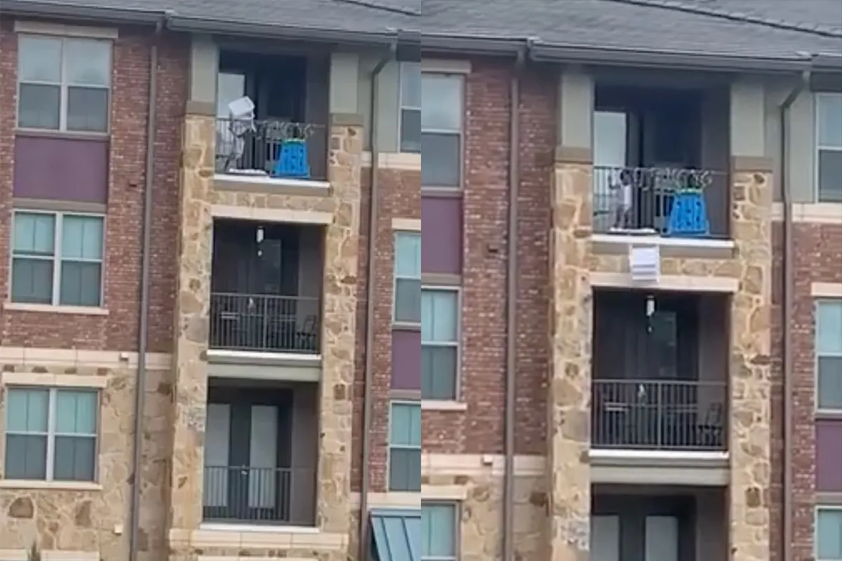Ouders letten even niet op, kind ruimt balkon grondig op